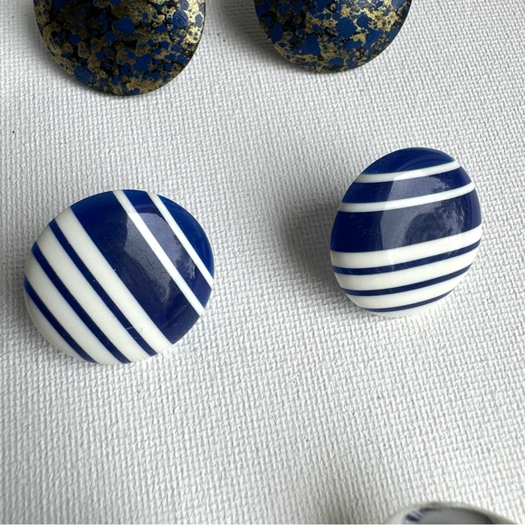 Vintage Lot of Earrings Navy Blue 1980 - Picture 8 of 8